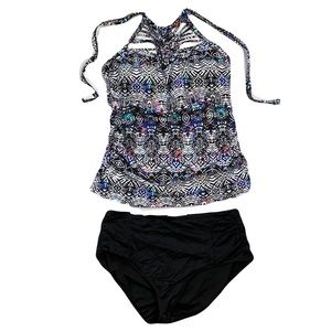 Island Escape 2 Piece Patterned Halter Swimsuit Set